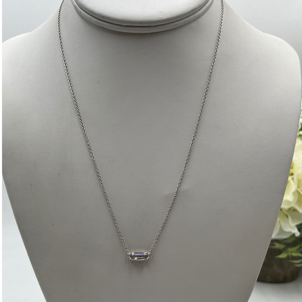 Kendra Scott Eva Rhodium Over Brass Pendant Necklace - Dichroic
Glass